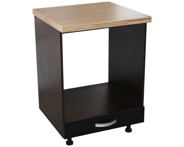 Corp pentru cuptor incorporabil cu sertar Zebra, Wenge/Negru, cu blat artar, 60 x 85 x 60 cm